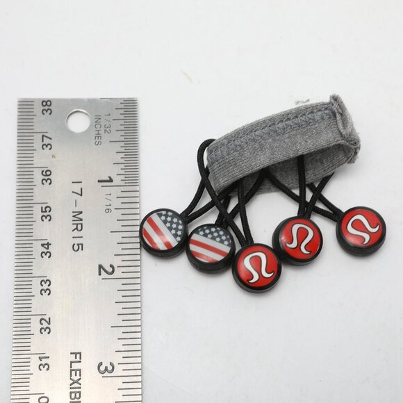 Lululemon America US Flag Hair Ties Zipper Pulls 2010 Olympics Black Red USA x 5 - Picture 3 of 4